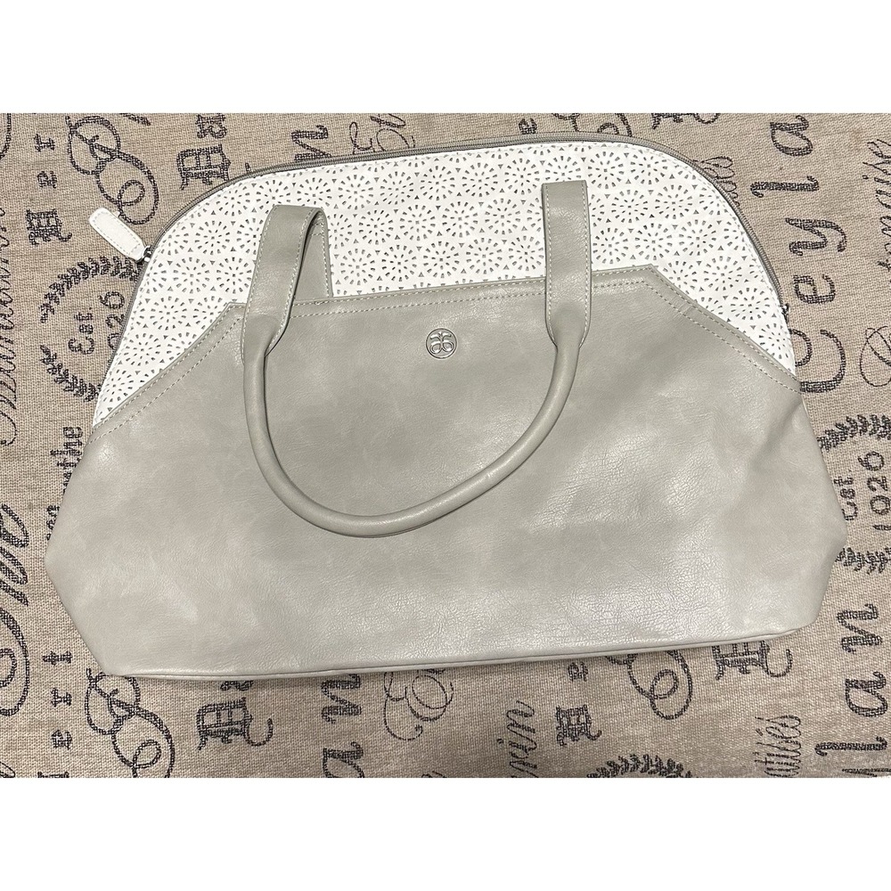 Arbonne Faux Leather White and Gray Bag